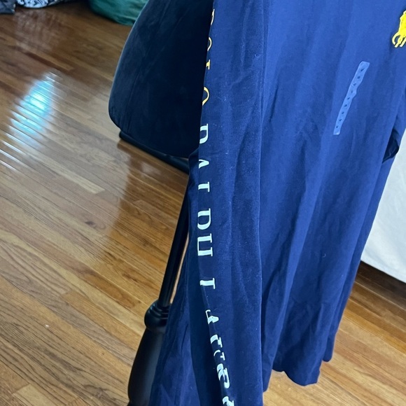 MENS POLO RALPH LAUREN LS TSHIRT BLUE WITH EXTRA LARGE LOGO SZ LT NWT - Picture 4 of 7